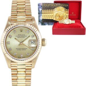 Ladies Rolex President 26mm Champagne Watch With Box